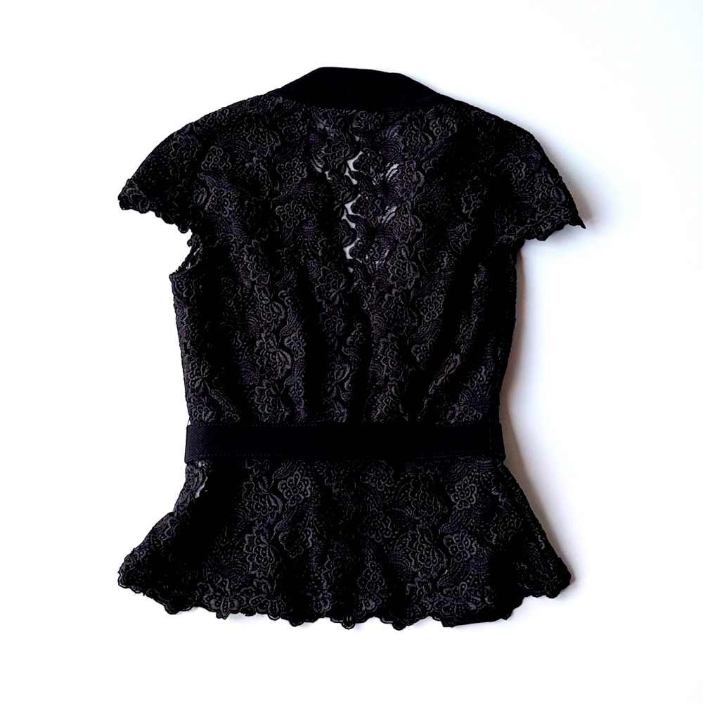 Bebe Black Lace Set – Top & Pants – Crochet-Tailored Look – Chic & Rare.